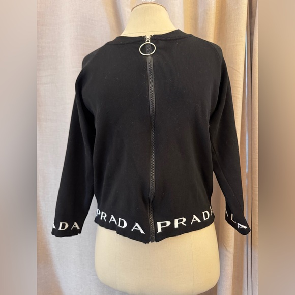 Prada Sweaters - Prada Black Knit Sweater with Logo Detail